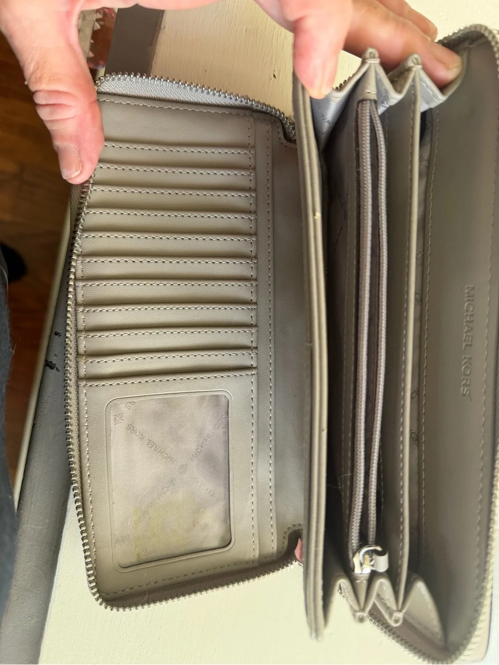 Michael Kors Metallic Silver Signature Zip Around Continental Wallet